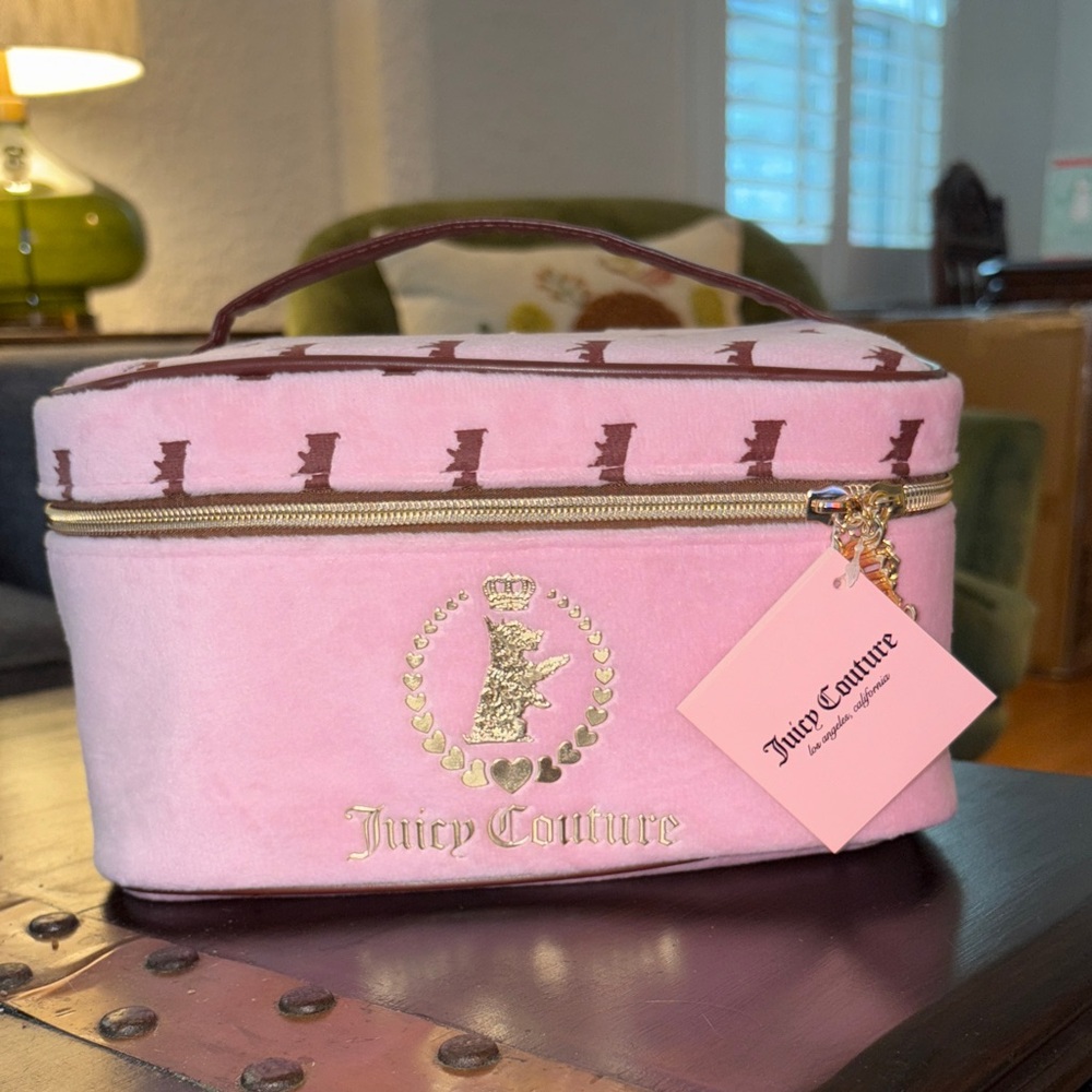 Juicy Couture Pink Travel Case with Gold Accents